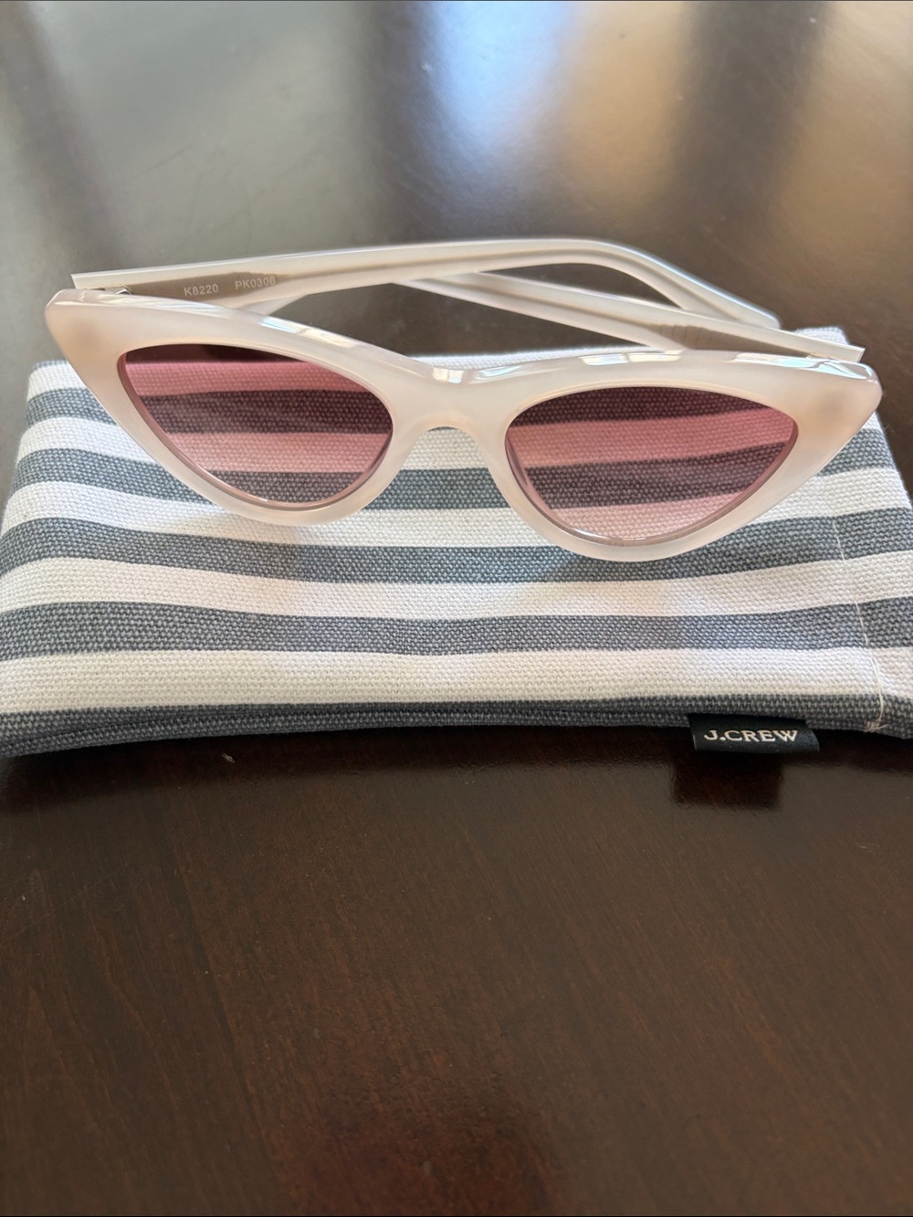 J. Crew Blush Bungalow Cat Eye Sunglasses with Pink Lenses